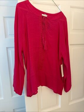 Counterparts Hot Pink Long-Sleeve Tassel Tunic
